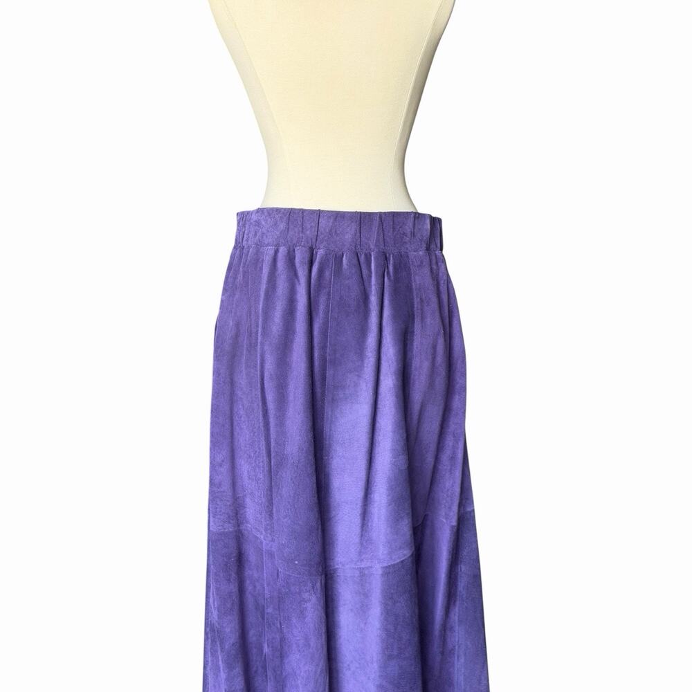 Vintage Liz Roberts Robert Elliott Purple Suede Two Piece Skirt Set Medium - Picture 14 of 16